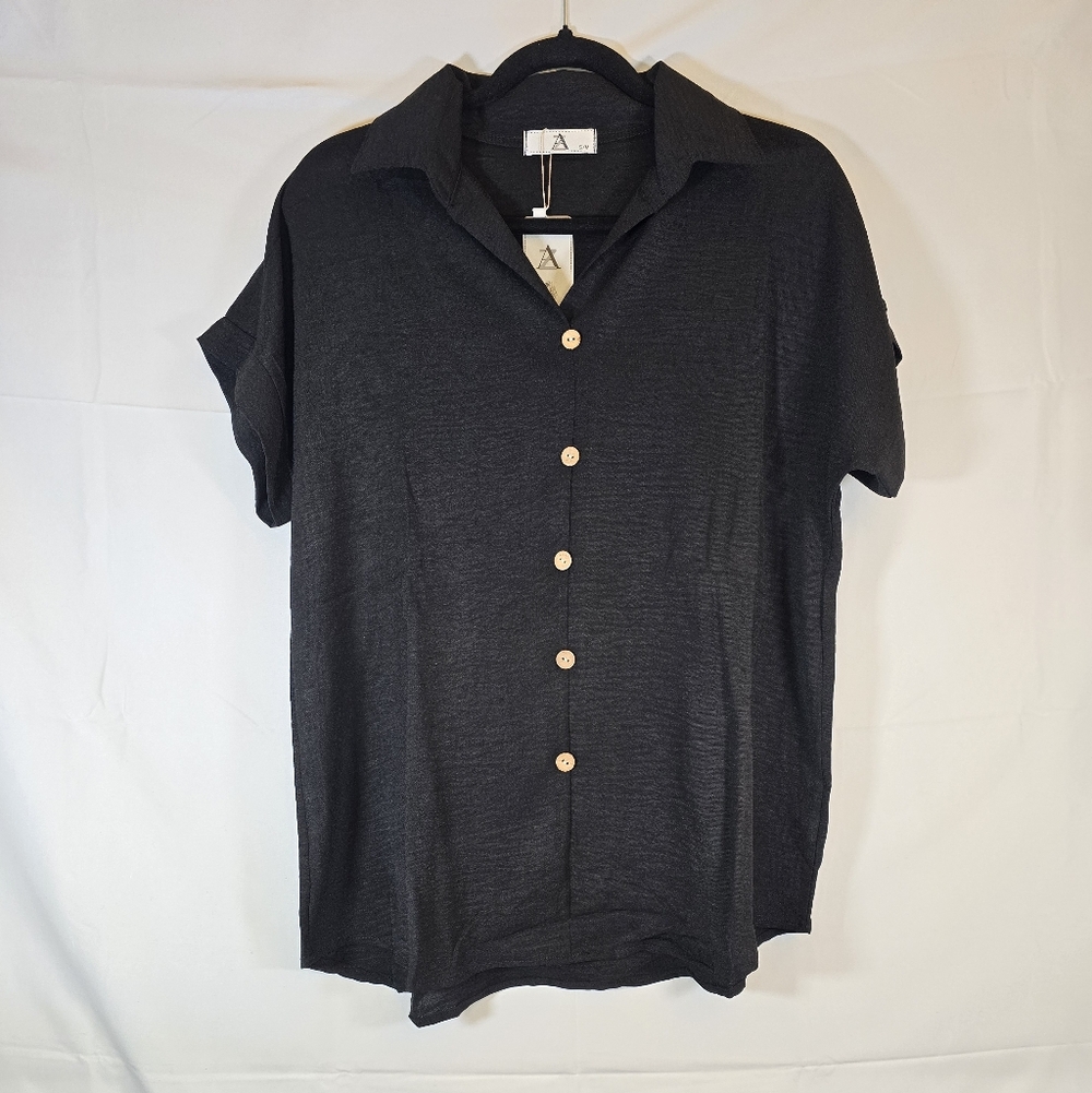 Black Collared Lightweight Blouse